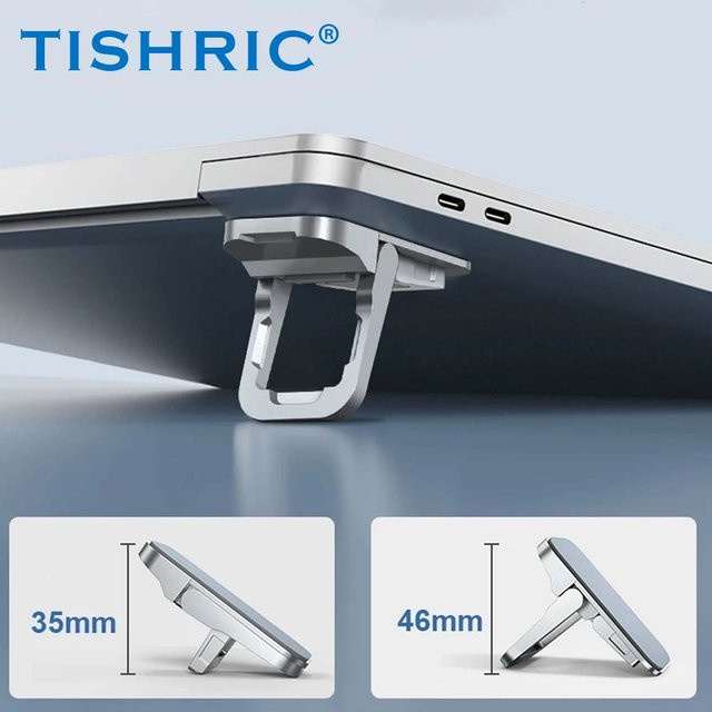 TISHRIC Verstellbarer und zusammenklappbarer Mini-Laptop-Ständer für MacBook, Huawei, Samsung, Xiaomi, Dell und ASUS in Schwarz oder Silber - Bild 1