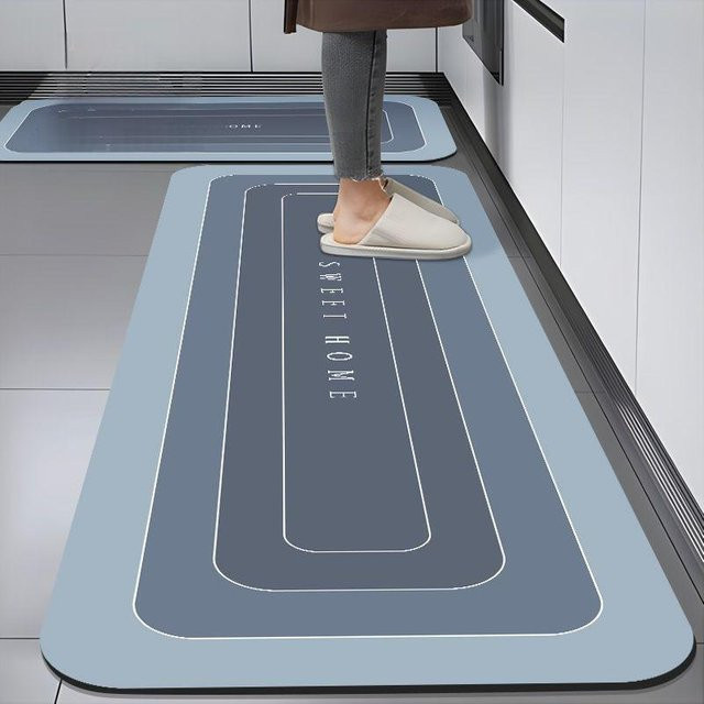 WoW Home Badezimmer-Bodenmatte aus Diatomeenerde in Blau, rutschfest und schnell trocknend, B/B: 60 x 90 cm - Bild 1