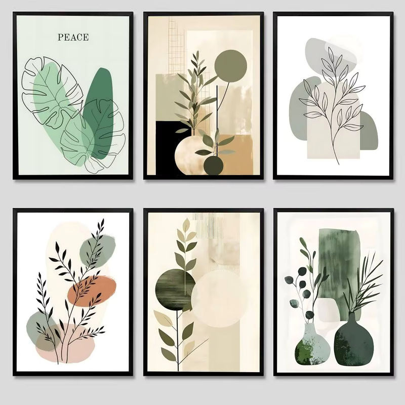Kayou Botanisches Poster Nordic Sage Green mit Blumen und Blättern, Hochformat, Rahmenlos, Papier, B/H: 15 x 20 cm - Bild 4