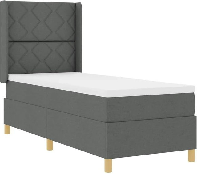 vidaXL Boxspringbett mit Matratze und Kopfteil in Grau, modernes Design mit Taschenfederkern und Schubladen, B/T: 140 x 200 cm - Bild 1