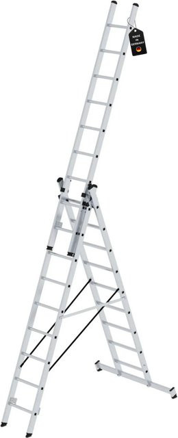 PROREGAL Mehrzweckleiter 3-teilig mit Traverse, 3 x 9 Sprossen, Silber - Bild 1
