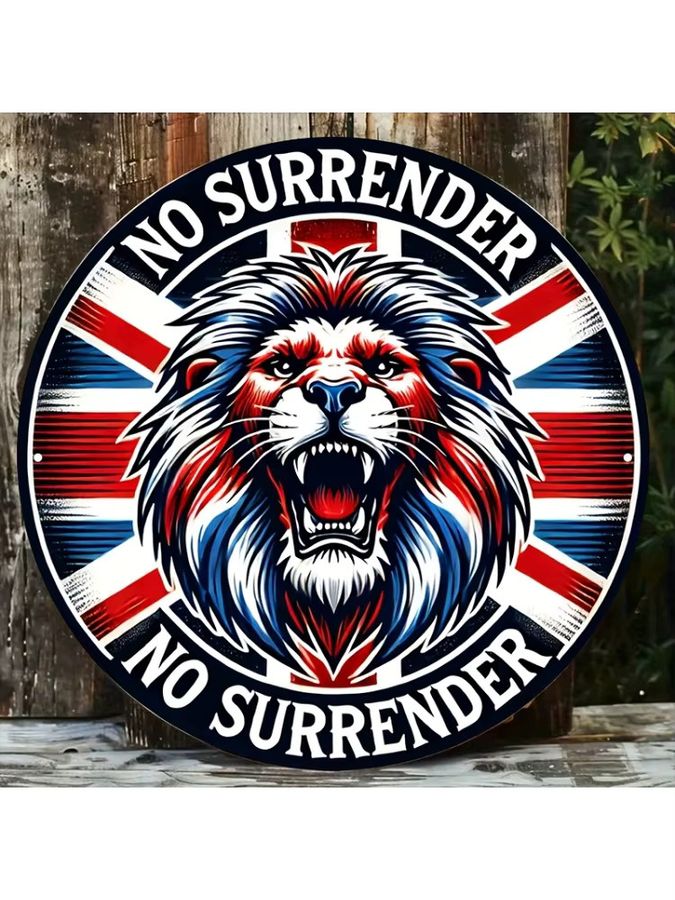 Rundes Aluminiumschild British Lion Never Surrender im Retro-Stil von Potdemiel, Durchmesser: 20,32 cm - Bild 6