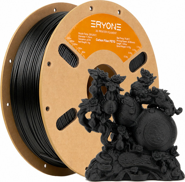 ERYONE Carbonfaser PETG Filament 1,75mm für FDM 3D-Druck in Schwarz und Rot - Bild 1