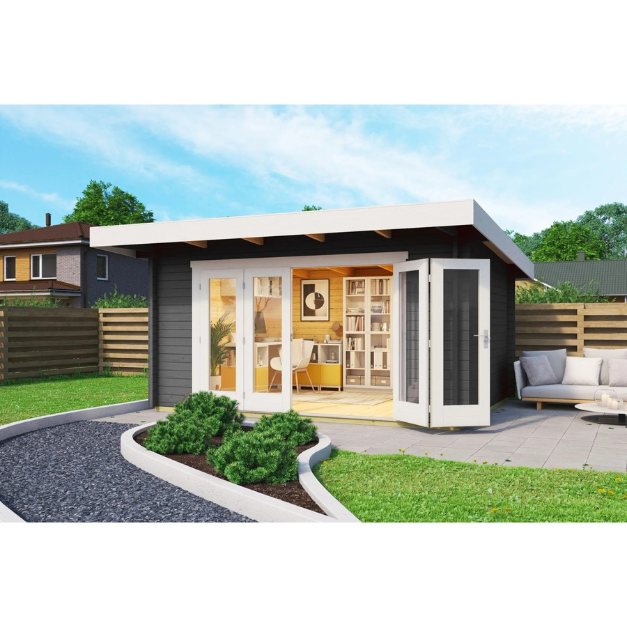 Lasita Maja Gartenhaus Sussex Flachdach Carbongrau B/H/T: 450 x 239,4 x 410 cm - Bild 2