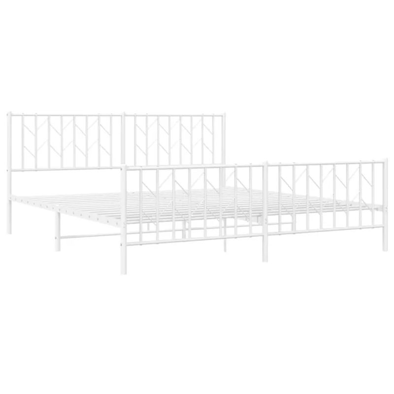 Vidaxl Metall-Bettgestell mit Kopfteil und Fußteil in Weiß, B/T/H: 183 x 213 cm - Bild 2