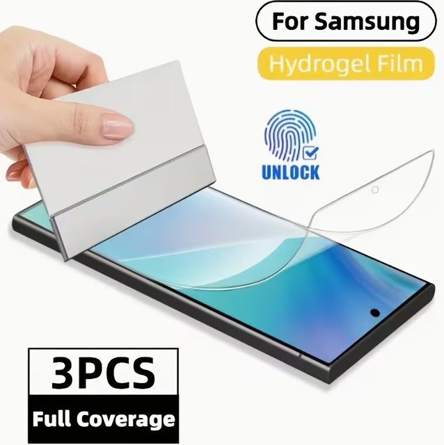 3 Stück Hydrogel Displayschutzfolie für Samsung Galaxy S25 S24 S23 S22 S21 Ultra und weitere Modelle, transparent - Bild 1