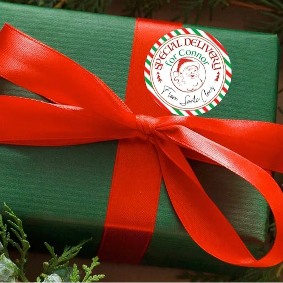 Personalisierte Weihnachtsmann-Geschenkaufkleber in Mehrfarben, individuelle runde Weihnachtsgeschenketiketten und Geschenkanhänger für Kinder, Durchmesser: 3 bis 8 cm - Bild 4