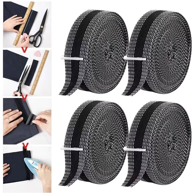 Selbstklebendes Saumband zum Aufbügeln für Hosenkanten in Schwarz, waschbare Reparaturpaste für DIY-Nähprojekte - Bild 2