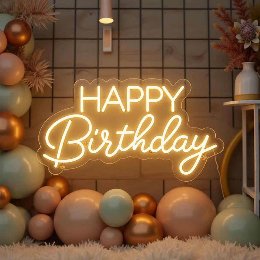 Alles Gute zum Geburtstag LED Neonschild zur Wanddekoration für Party, Taufe oder Bar in Weiß - Bild 2