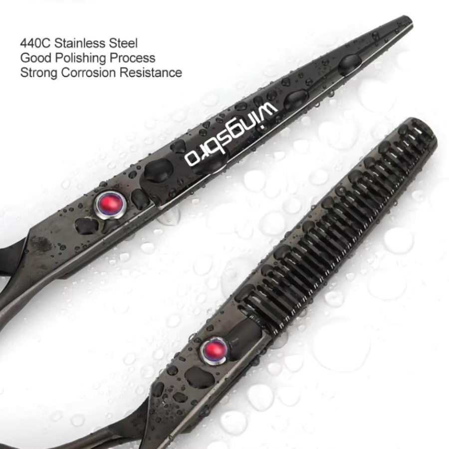 Wingsbro Friseurscheren-Set mit Kamm, Rasiermesser und Ständer, Unisex - Bild 1