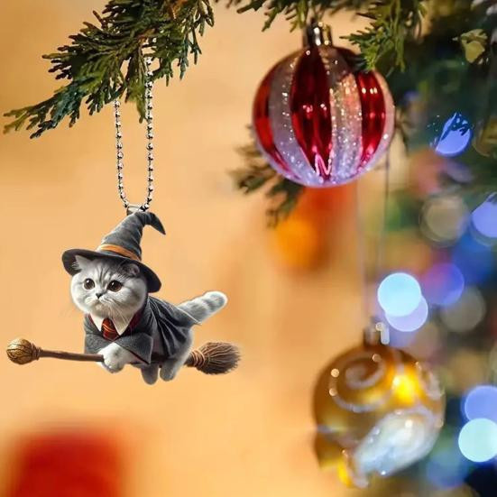 BERLIHEN Auto-Anhänger Katze aus Acryl in Grau als hängendes Ornament für die Auto-Innenausstattung - Bild 9