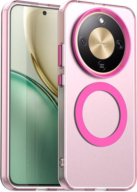 Magnetische transparente Hülle für Honor Magic 8 Lite und Honor Magic X9d 5G mit kabellosem Ladecase in Pink - Bild 1