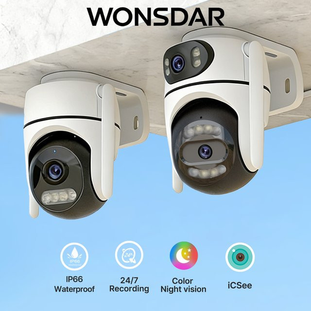 WONSDAR WIFI IP Kamera Outdoor mit Auto Tracking, Smart Nachtsicht, Zwei-Wege-Audio und Alarmfunktion in Weiß - Bild 1