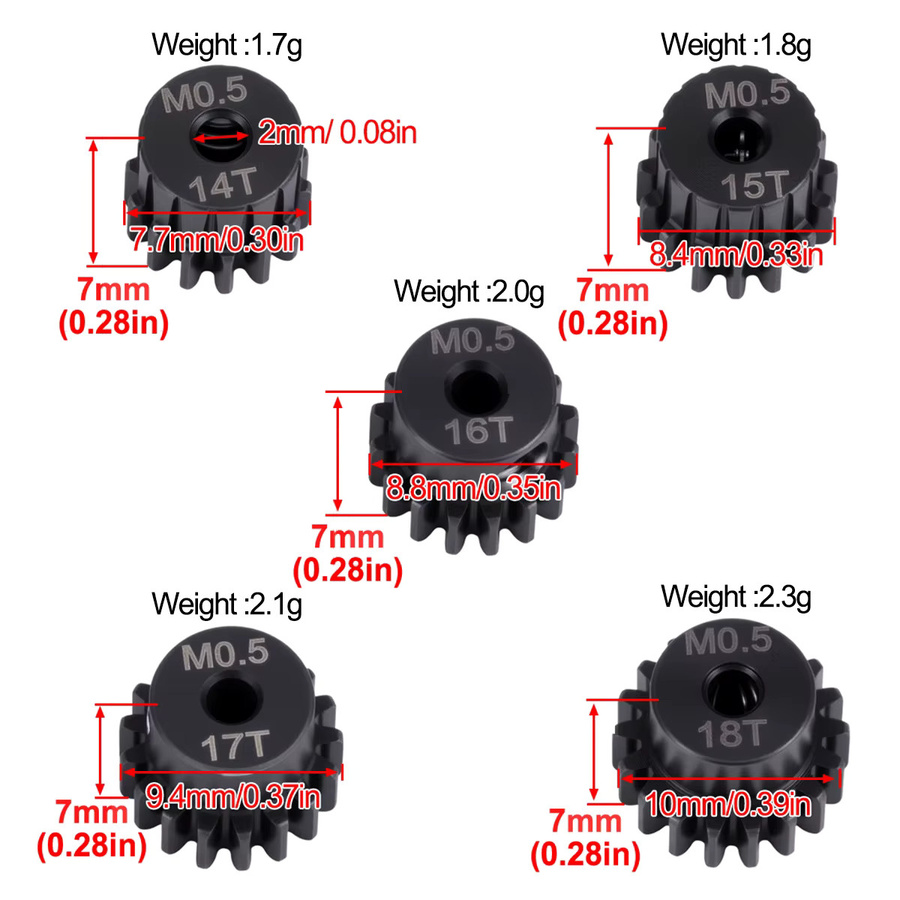 MALOM RC Ritzelmotorzahnrad, Metall, Schwarz, Zubehör - Bild 3