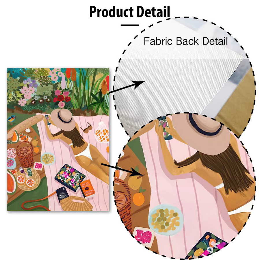 Potdemiel Wandkunst Leinwand Poster mit abstrakter Illustration von Mädchen und Blumen in Mehrfarbig - Bild 2