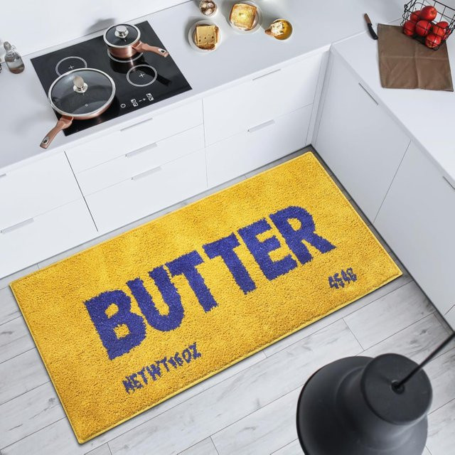 VIKAMA Teppich in Butter-Design, gelb, rechteckig, rutschfest und weich für Wohnzimmer und Schlafzimmer - Bild 1