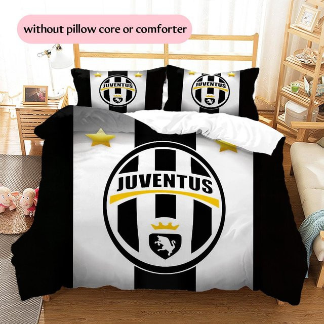 DayByDayLove Juventus F.C. Bettwäsche-Set mit Muster, Schwarz, B/H: 250 x 220 cm, bestehend aus 1 Bettbezug und 2 Kissenbezügen - Bild 1