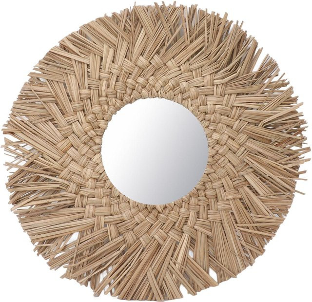 TOMTOP JMS Wandspiegel aus Rattan im Boho-Stil, rund, Natur beige - Bild 1