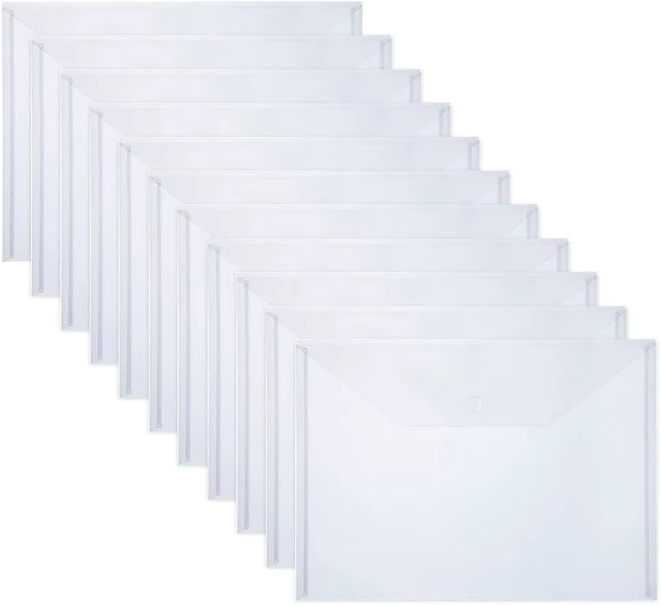 10 Stück Kunststoff-Ordner im A4-Format mit Druckknopfverschluss, transparente Dokumentenmappen für Schule und Büro - Bild 2