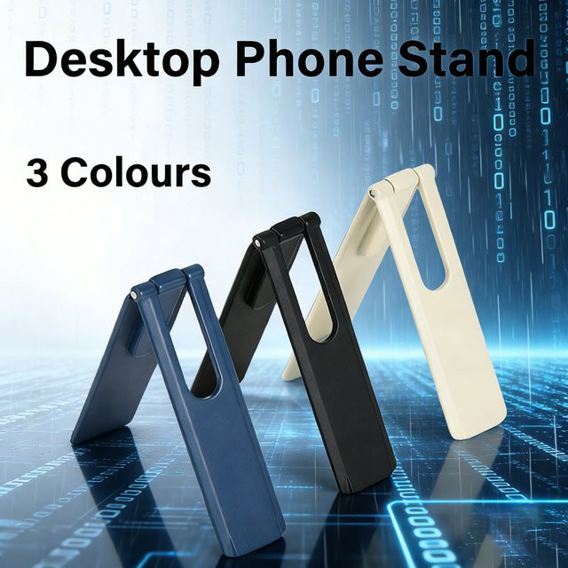 QGhappy Ultradünner Desktop-Telefonhalter aus Legierung in Blau, zusammenklappbare Smartphone-Halterung mit Rückenaufkleber für alle Handys - Bild 1