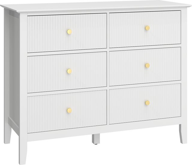 HOMCOM Sideboard Kommode mit 6 Schubladen in Weiß, moderner Aufbewahrungsschrank für Wohnzimmer, Schlafzimmer oder Flur, B/T/H: 100 x 40 x 78 cm - Bild 1