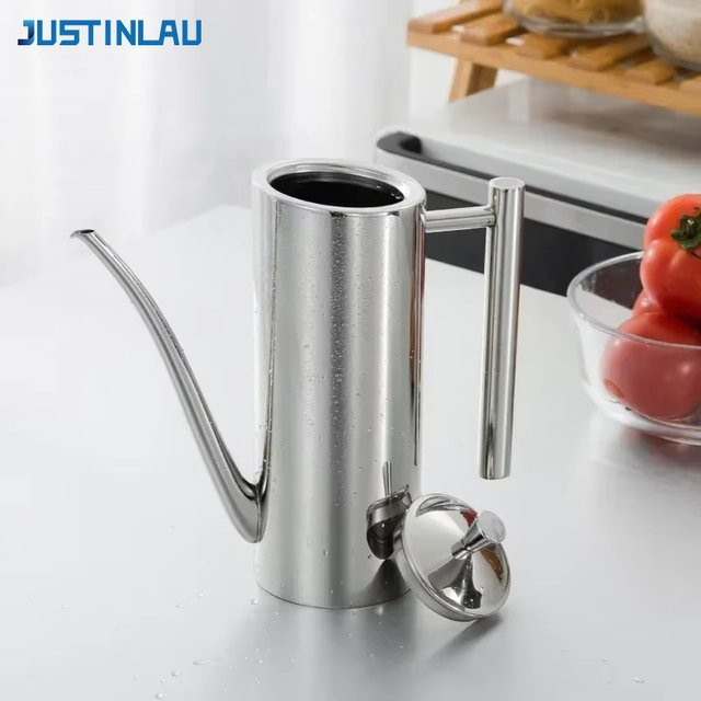 JUSTINLAU Ölbehälter aus Edelstahl in Silber, auslaufsicher und staubdicht, 700 ml - Bild 1