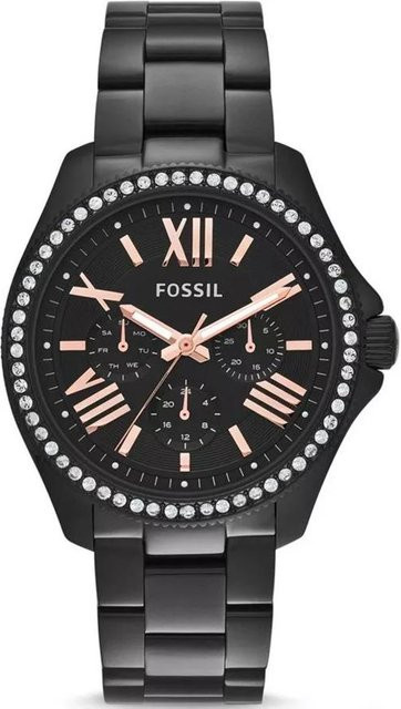Fossil Chronograph, Quarzuhr, Edelstahlarmband, rosa Zifferblatt, Damen - Bild 1