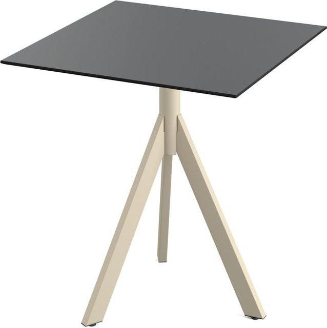 Feros Infinity Tripod Terrassentisch mit HPL Platte, quadratisch, sand/schwarz, B/T/H: 70 x 70 x 74 cm - Bild 1