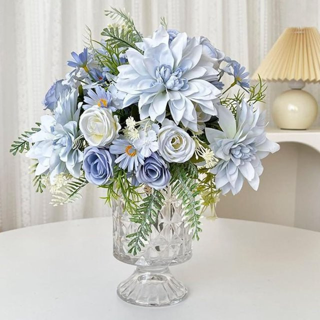 Künstliche Seidenblumen von TTCY in Blau für Hochzeitsstrauß, Garten und Dekoration - Bild 1