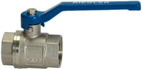 Riegler Kugelhahn valve line mit blauem Handhebel aus Messing, IG/IG, G 1 - Bild 1