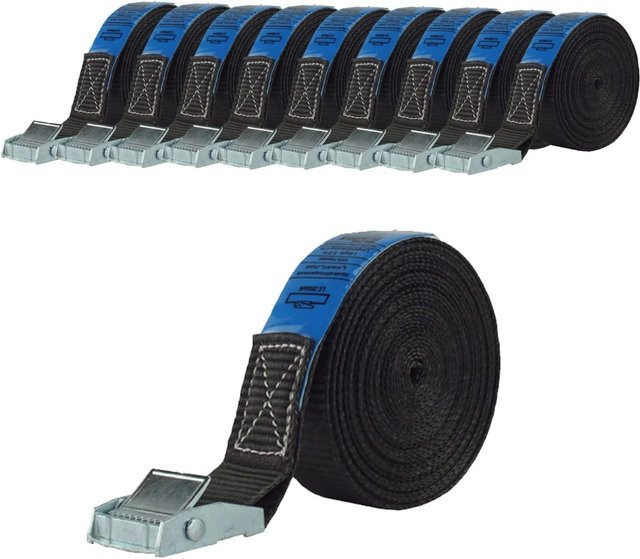 TRUTZHOLM 10er Set Profi Spanngurt mit Klemmschloss Schwarz, Länge: 6 m, Tragkraft: 250 kg - Bild 1