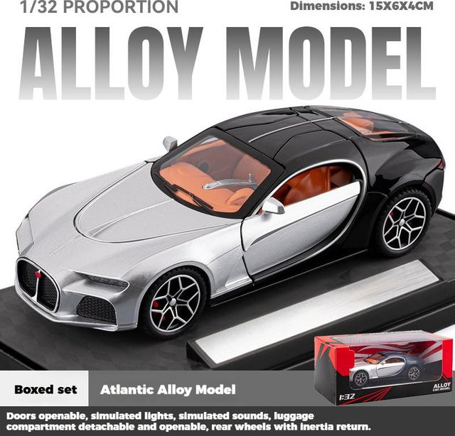 Linyi toy car Atlantic Supercar, Druckgussmodell, 1:32, Metall, mit Licht und Sound, ab 18 Jahren - Bild 1