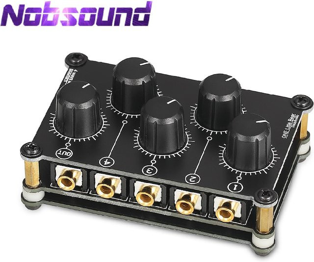 Nobsound Mini 4-Kanal Stereo Line Mixer Passives Analoges Audio-Mischpult in Schwarz für Live-Studio-Aufnahmen - Bild 1