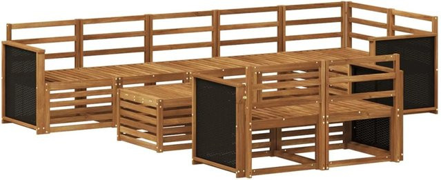 vidaXL Sofagarnitur aus Massivholz Akazie in Braun mit Latten-Design und minimalistischem Stil - Bild 1