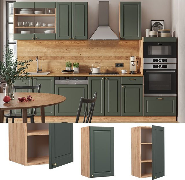 Vicco Hängeschrank Fame-Line Landhaus Eiche Grün-Gold mit Softclose-Scharnieren und Einlegeboden Breite: 40 cm, Höhe: 72 cm, Tiefe: 34,1 cm - Bild 1