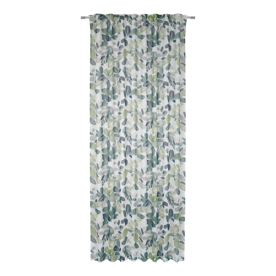 Mömax Fertigvorhang Steffi in Grün mit floralem Muster, semi-transparent, B: 135 cm, H: 255 cm - Bild 2