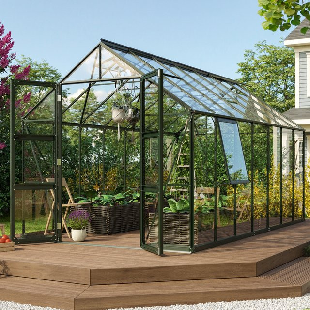 Vitavia Gewächshaus Olymp 11500 in Smaragdgrün mit 11,5 m² Fläche, ESG-Glas und Fundamentrahmen - Bild 1