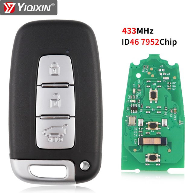 YIQIXIN Remote-Autoschlüssel für Hyundai Sonata, Kia Forte, Sportage, Sorento und Soul mit ID46 Chip in Schwarz - Bild 1