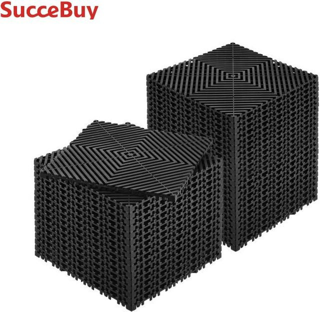 SucceBuy Drainagematte aus Kunststoff, rutschfeste Splicing-Matten für Dusche und Boden, B/B/B: 30,48 x 30,48 x 30,48 cm, Grau oder Schwarz - Bild 1