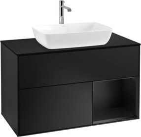 V&B Finion Waschtischunterschrank mit Wandbeleuchtung in Blau Lack, Breite: 100 cm, Höhe: 50,1 cm, Tiefe: 50,1 cm - Bild 1