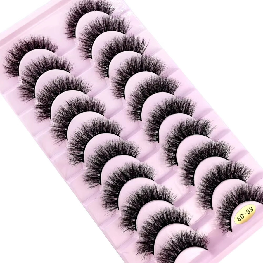 Faux Nerz Streifenwimpern, Black, 10 Paar, Natürlich - Bild 4