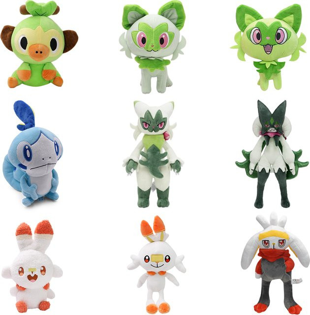 TAKARA TOMY Pokémon Plüschpuppe, Scorbunny Grookey Sobble Sprigatito Quaxly Fuecoco Floragato Meowscarada, Bunt / Mehrfarbig - Bild 1