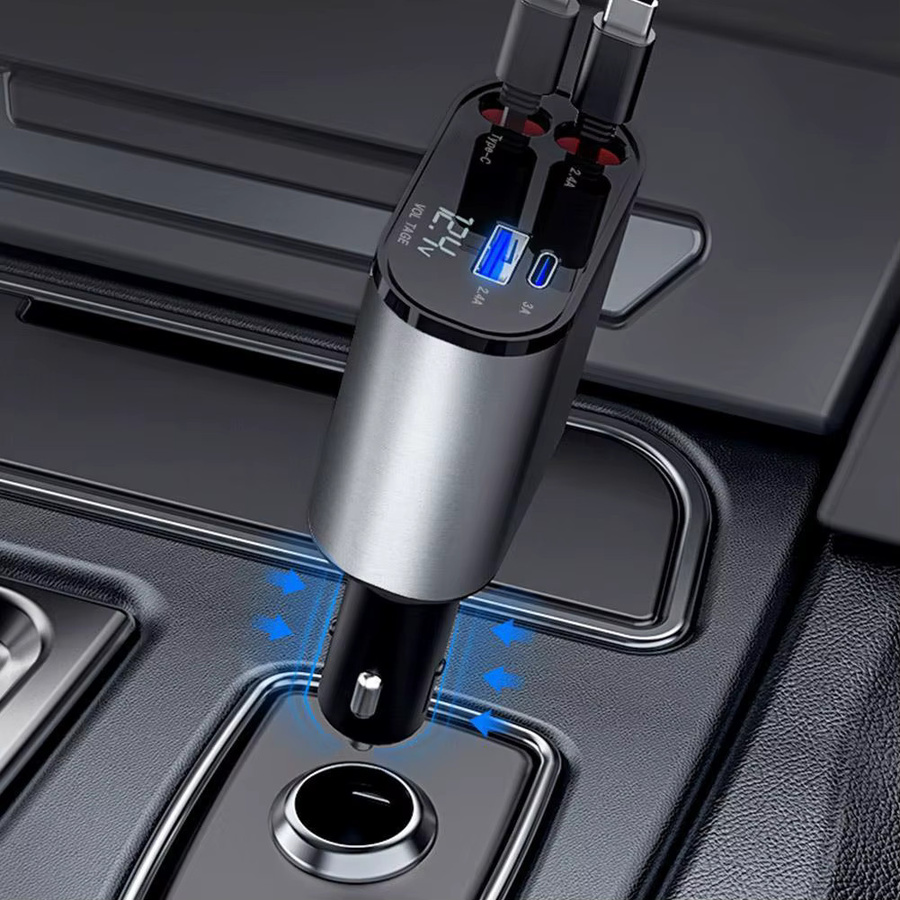 4 in 1 Auto Ladegerät mit 100W Schnellladegerät USB Typ C und Digitalanzeige für iPhone und Samsung - Bild 3