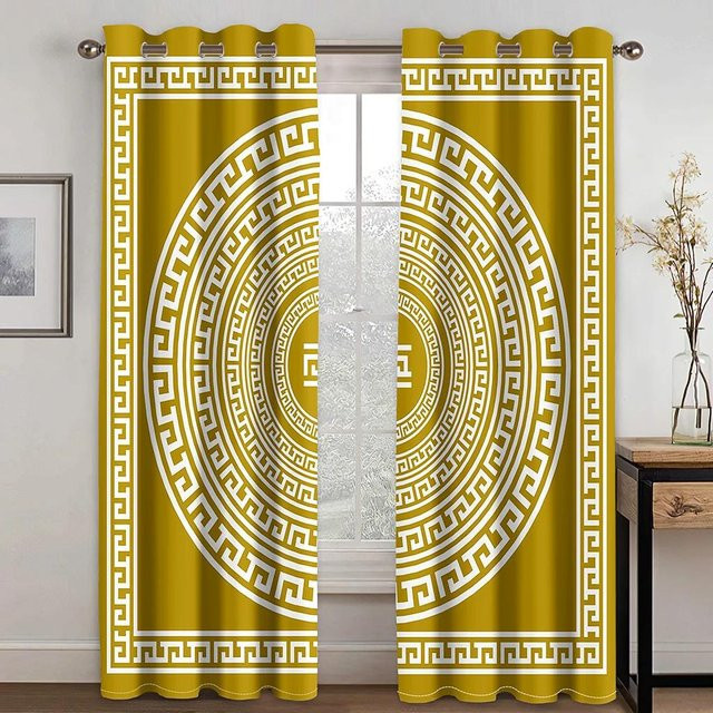 2-teiliges Set Verdunkelungsvorhänge in Gold für Wohnzimmer und Schlafzimmer inklusive Haken, B/H: 70 x 185 cm - Bild 1