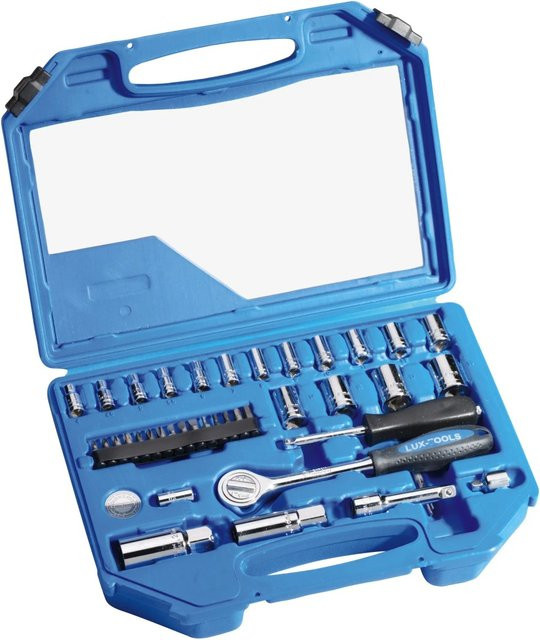 LUX-TOOLS Steckschlüsselsatz 44-teilig in Blau mit 1/4 Zoll und 3/8 Zoll Antrieb - Bild 1