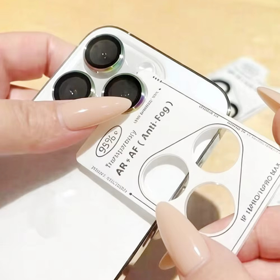 Xyun 3D Kameralinsen-Schutz aus gehärtetem Glas und Metall für iPhone 12 bis iPhone 17 Pro Max in Schwarz und Transparent - Bild 4
