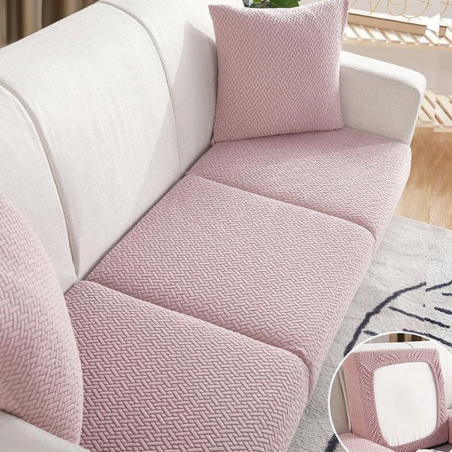 Einfarbiger Stretch-Sofabezug in Pink, Universal-Sitzbezug aus elastischem Stoff, B/T/H: 85-105 x 30-50 x 10-25 cm - Bild 1