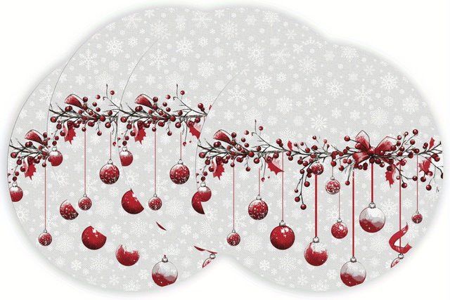 VIKAMA 6-teiliges Tischset-Set mit Schneekieferzweig für Weihnachts- und Feiertagsdekorationen - Bild 1