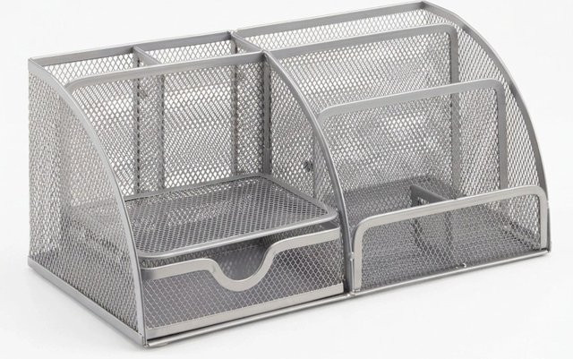 Relaxdays Schreibtischorganizer aus Metall mit 6 Ablagen in Silber, B/T/H: 27,5 x 14,0 x 12,5 cm - Bild 1