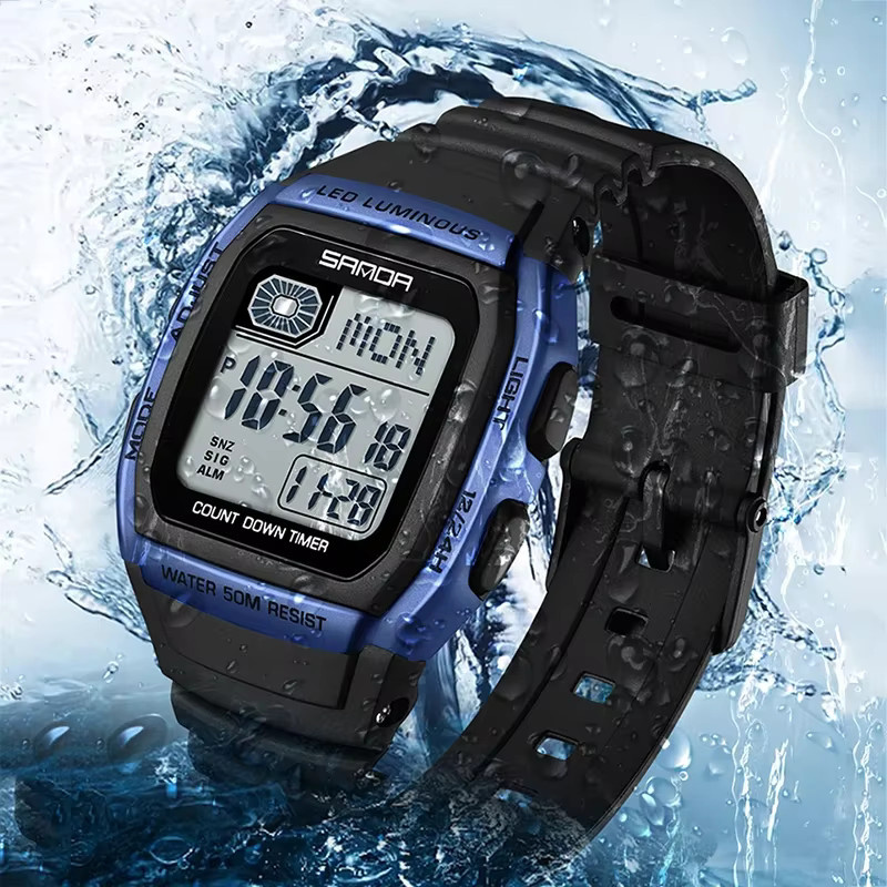 SANDA Digitaluhr, Kunststoff, Schwarz, Eckig, Unisex - Bild 2